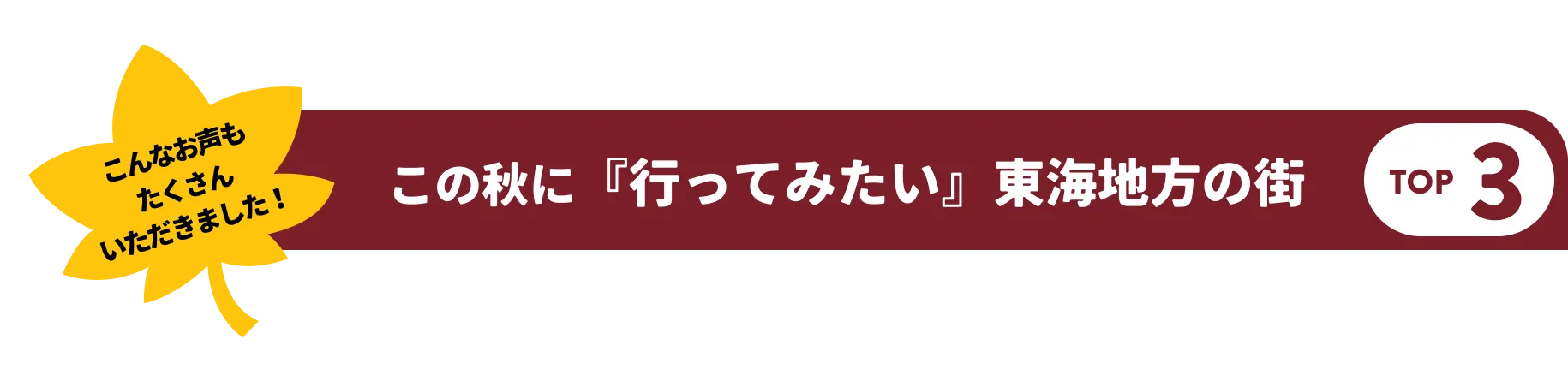 この秋に行ってみたい東海地方の街 TOP3