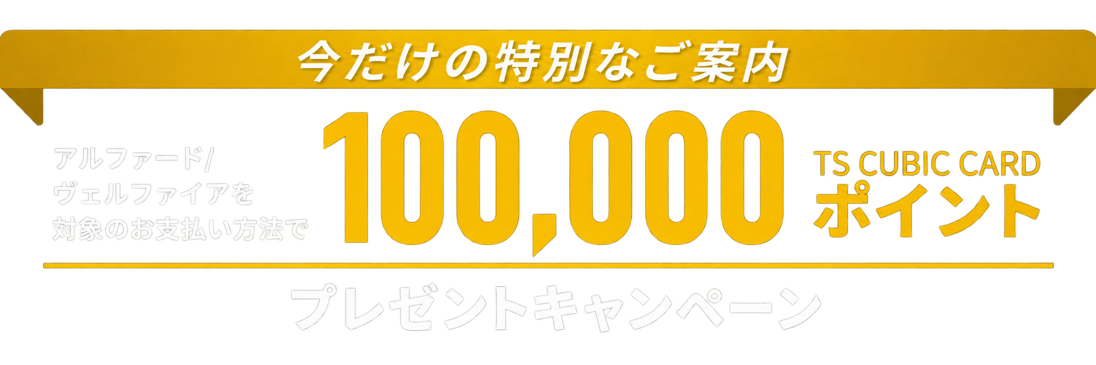 アルファード・ヴェルファイア 100,000 TS CUBIC CARD ポイント プレゼントキャンペーン
