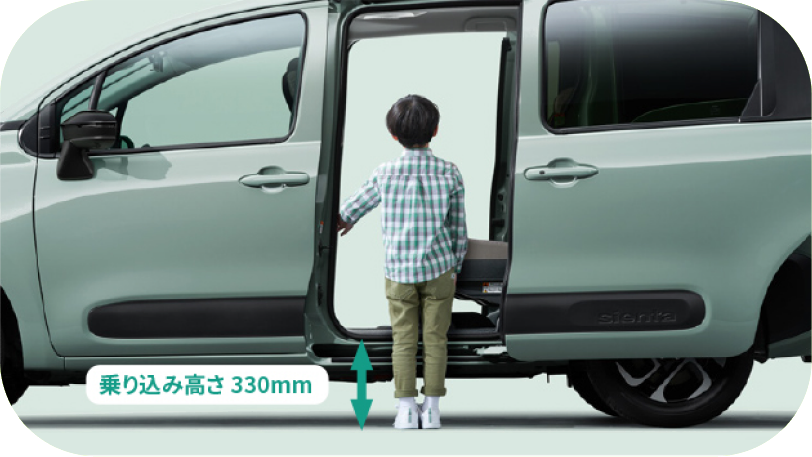 乗り込み高さ330mmの低床スライドドア