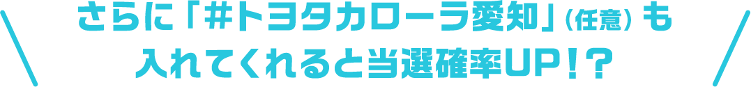 さらに「#トヨタカローラ愛知」（任意）も付けると当選確率UP!?