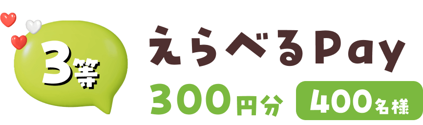 3等 えらべるPay 300円 400名様