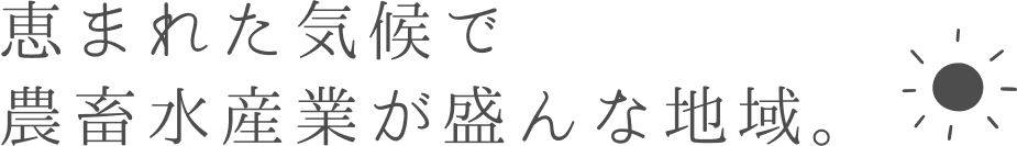 恵まれた気候で農畜水産業が盛んな地域。