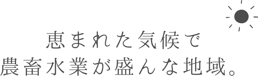恵まれた気候で農畜水産業が盛んな地域。